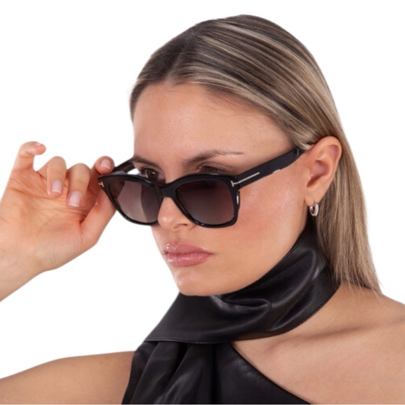 Tom Ford Lauren shiny black cat eye sunglasses frame only TF614 |52.19.140 main image 15